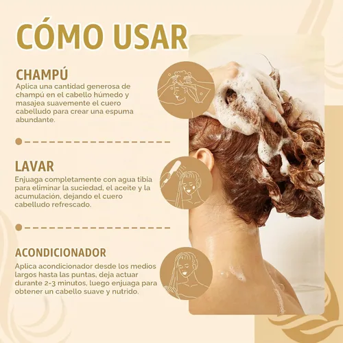 Vista 5 de Juego de champú y acondicionador de queratina para cabello seco y dañado