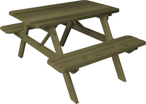 Vista 16 de Furniture Barn USA Mesa de picnic de cedro de 4 pies con bancos adjuntos, tinte de cedro mancha de cedro