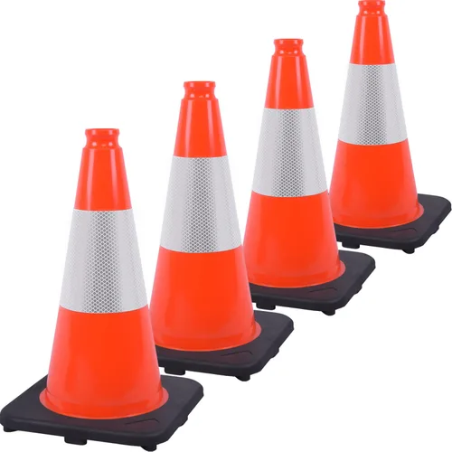 Vista 38 de Conos de Tráfico de PVC Naranja/Verde Fluorescente, Cono de Estacionamiento con Base Negra Pesada Estructuralmente Estable Resistente a