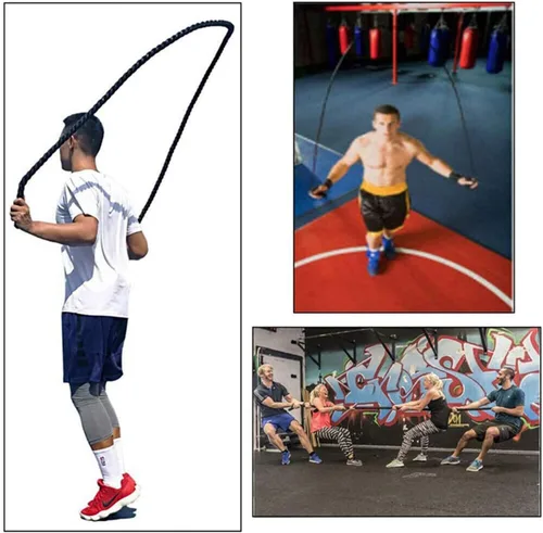 Vista 6 de TONYKO Cuerda de saltar pesada para hombres y mujeres, entrenamiento de cuerpo total, entrenamiento de potencia, mejora el fortalecimiento muscular