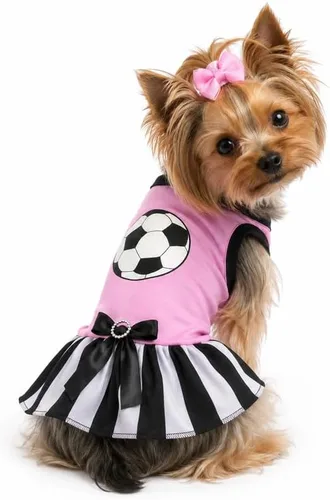 Vista 7 de Petitebella Vestido de fútbol para perro cachorro (negro/rayas, talla XS)