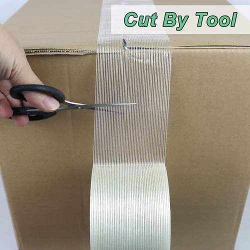 Vista 6 de BOMEI PACK Cinta de fleje de 3 pulgadas, cinta de embalaje reforzada con fibra resistente, 60 yardas 5.9 mil, total 120 yardas
