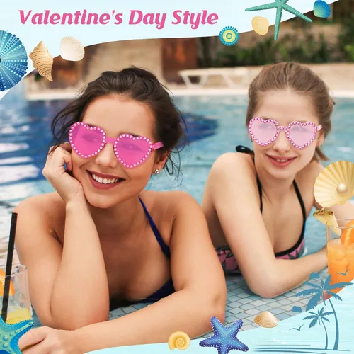 Vista 3 de Zando Gafas de sol con forma de corazón de diamantes de imitación para mujer, lentes de sol con forma de corazón con biseladas