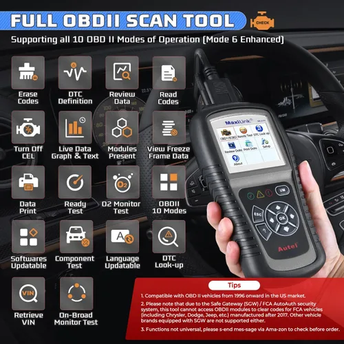 Vista 2 de Autel MaxiLink ML519, herramienta de escaneo OBD2 de modo 6 mejorado, herramienta de escaneo de diagnóstico automático, lector de código de fallo