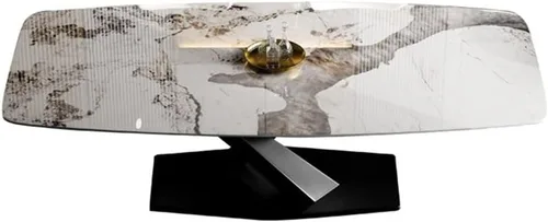 Vista 8 de LAKIQ Mesa de comedor rectangular moderna con pedestal de piedra sinterizada, mesa de pizarra con pedestal para comedor, sala de estar, solo mesa