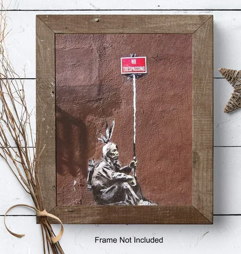 Vista 7 de Cartel de No Trespassing - Póster artístico de pared de Banksy - Impresión mural de arte urbano urbano de 8 x 10 pulgadas, decoración de habitación