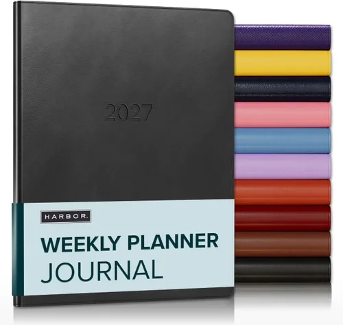 Vista 57 de Harbor Agenda semanal y mensual grande 2025-2026 – Agenda con calendario y cuaderno, piel sintética duradera, 192 páginas, tapa blanda