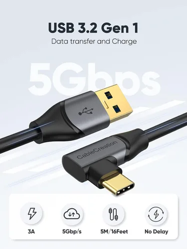 Vista 2 de CableCreation Compatible con Quest 2/Quest Pro Link Cable de 10 pies, cable USB C de 5 Gbps de transferencia de datos de alta velocidad, carga