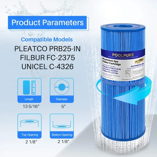 Vista 2 de POOLPURE Antimicrobia PRB25-IN-M Filtro de spa que reemplaza a Unicel C-4326RA, Filbur FC-2375M, 3005845, 17-2327, 100586, 33521, 25392, 817-2500