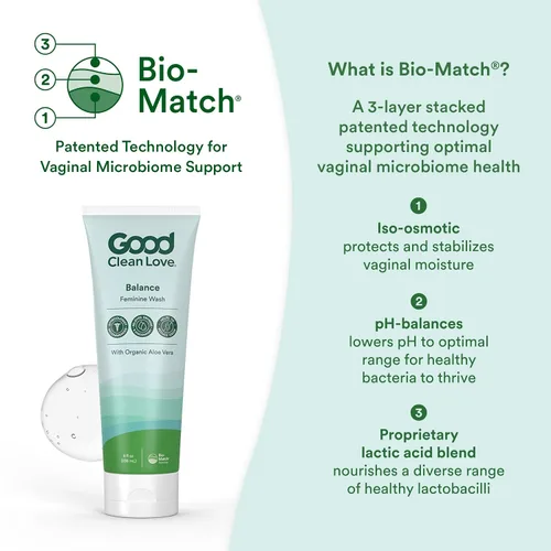 Vista 3 de Good Clean Love Balance Feminine Wash, limpiador hidratante vaginal equilibrado con pH para mujeres con ingredientes naturales, producto de limpieza