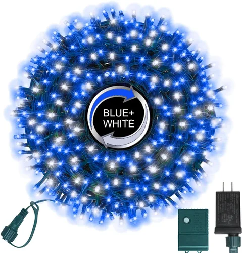 Vista 15 de Cadena de luces decorativas navideñas de 33 pies, 100 luces LED de alambre verde, luces de hadas estrelladas enchufables, 16 modos de iluminación