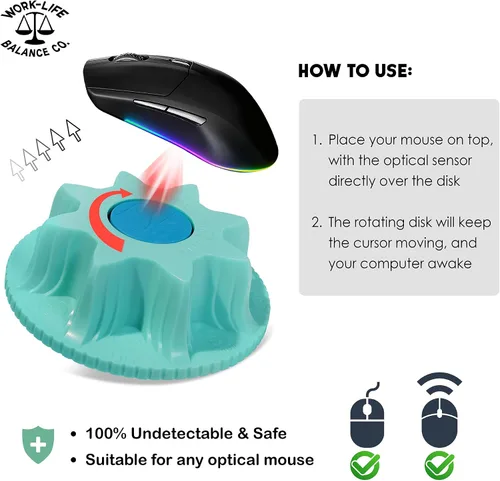 Vista 9 de Jiggler de ratón mecánico indetectable - No requiere USB ni software, mantiene el ratón en movimiento y la computadora despierta - Mover de ratón