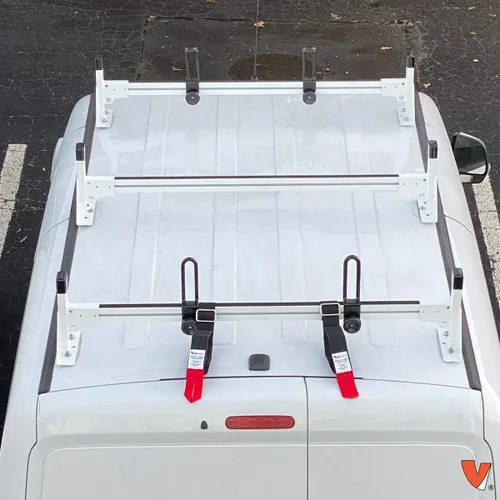 Vista 5 de Vantech H1 3 Bar para RAM ProMaster City Aluminio Escalera Techo Rack 2015-On, Blanco