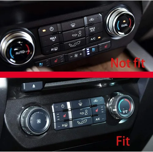 Vista 7 de Keptrim Para interruptores de aire acondicionado F150, perilla de CA VOL, botón de anillo para Ford F150 XLT 2015 2016 2017 2018 2019, aluminio Negro