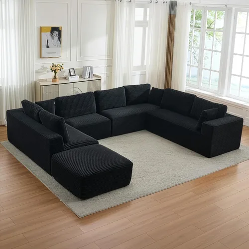 Vista 21 de Sofá modular Cloud de 106 pulgadas con diván en forma de L, moderno sofá modular sin hueso con asiento profundo, sofás tapizados para sala de estar