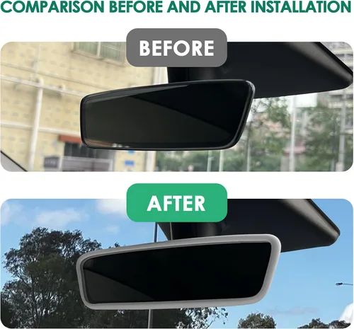 Vista 4 de Marco Protector de Espejo Retrovisor Compatible con Modelo 3 Y X S Semi 2014-2024 Cubierta de Espejo Retrovisor Interior Accesorios Decoraciones