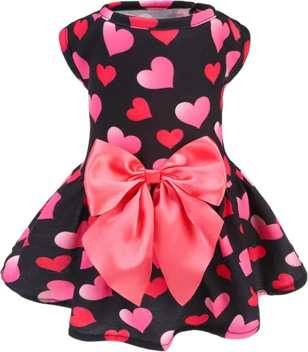 Vista 24 de PUPTECK Vestido estampado para perro, ropa para mascotas para el 4 de julio con lindo corbatín para cachorros, bandera, XS Estilo americano