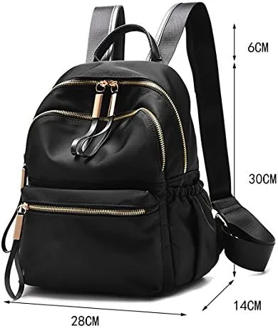 Vista 5 de Wraifa Mochila pequeña Oxford impermeable para mujer, mochila escolar para niñas, 111 Small Size Black, S
