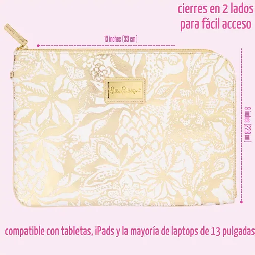 Vista 2 de Lilly Pulitzer Funda acolchada Tech con pequeña bolsa con cremallera para accesorios, bonita funda para laptop para mujer, bolsa para tableta