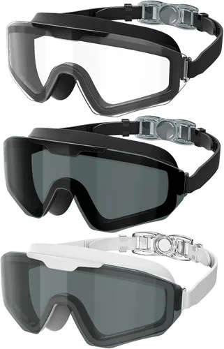 Vista 8 de Gafas de natación para hombres y mujeres, gafas de natación para hombres: antivaho sin fugas, protección UV400, visión amplia, paquete de 3