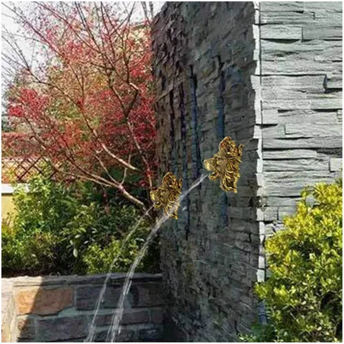 Vista 5 de Cabeza de león para colgar en la pared, boquilla de fuente de agua, rociador, fuente de estanque de jardín, cabezal de rociado de agua, riego