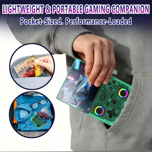 Vista 7 de Consola de videojuegos retro RF45V, compatible con más de 18000 juegos clásicos, tarjeta TF de 64 G, consola portátil con pantalla de 4.5 pulgadas