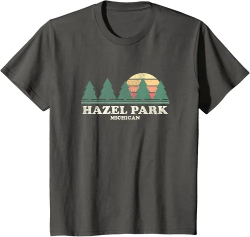 Vista 29 de Hazel Park MI - Camiseta vintage con diseño retro de los años 70, Azul / Patchwork, S