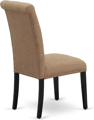 Vista 10 de East West Furniture DLBR3-BLK-17 - Juego de muebles de comedor de 3 piezas que contiene una mesa de comedor redonda con gotas y 2 sillas tapizadas