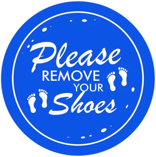 Vista 10 de All Quality Please Remove Shoes Circle Wall Door Sign - Negro (Pequeño)