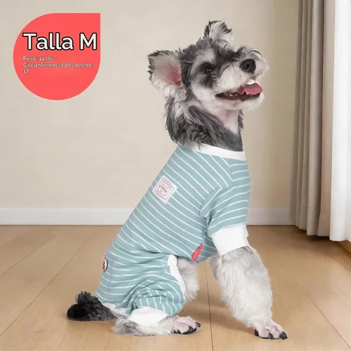 Vista 6 de KYEESE Pijama a rayas para perros pequeños, mameluco elástico para uso 01# Rayas verdes