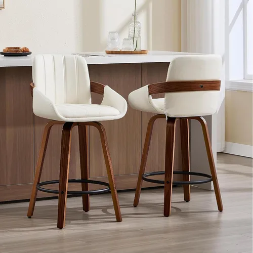 Vista 10 de VipDesk - Taburetes de bar giratorios, taburetes de bar de 26" de altura de mostrador con respaldo y brazos, sillas de bar tapizadas modernas