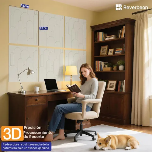 Vista 6 de 6 piezas de paneles acústicos, paneles absorbentes de sonido de 23.6x23.6 pulgadas, paneles de pared acústicos decorativos para grabación y estudio