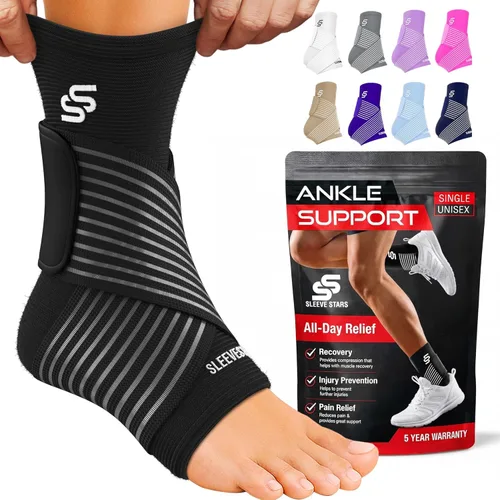 Vista 16 de Tobillera Sleeve Stars para mujeres y hombres, tobillera para esguince de tobillo, manga de compresión para alivio de la fascitis plantar, soporte