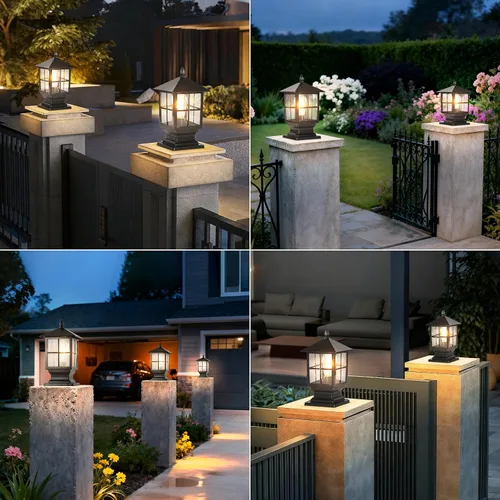 Vista 7 de SLAWA Lámpara de poste para exteriores, modernas luces de columna para exteriores, IP54, impermeables, de aluminio, iluminación al aire libre
