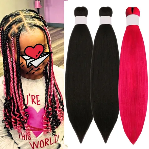 Vista 34 de Cabello trenzado para niños preestirado de 16 pulgadas, color negro para niños, trenzas sin nudos