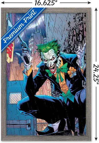 Vista 3 de Trends International DC Comics - Póster de pared de The Joker - Bang, 14.725 x 22.375 pulgadas, versión enmarcada de madera de granero Versión