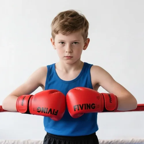 Vista 6 de Guantes de boxeo para niños, guantes de entrenamiento de boxeo juvenil para niños y niñas, guantes de lucha de 4 oz y 6 oz, mitones tailandeses