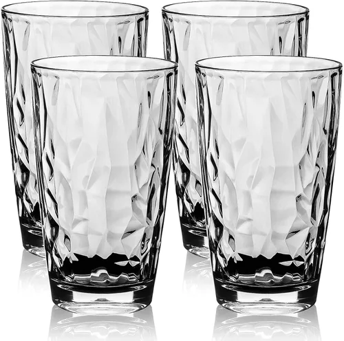Vista 11 de Top-spring Vaso de Agua de Plástico Reutilizable de 20 Onzas, Vasos Transparentes Irrompibles para Beber, Sin BPA, Juego de 6 Vasos Azules