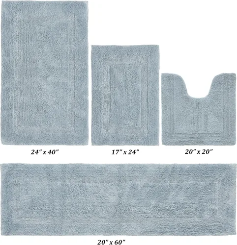 Vista 2 de Better Trends Juego de 4 alfombras de baño de lujo, 100% algodón, suaves, absorbentes de agua, reversibles, lavables a máquina, para decoración
