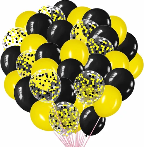 Vista 6 de Globos negros y dorados con globos de confeti negro y dorado para Año Nuevo, graduación, baby shower, boda, cumpleaños, fiestas familiares, 50