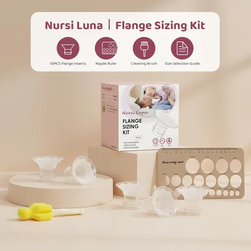 Vista 2 de Kit de Dimensionamiento de Brida Nursi Luna 3 en 1 con 10 Piezas de Insertos de Brida de 13/15/17/19/21mm, Kit de Insertos de Brida de Silicona