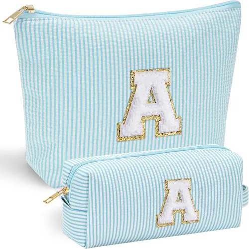 Vista 196 de YOOLIFE Regalos del Día de la Madre para Mujeres, Bolsa de Maquillaje con Iniciales, Bolsa de Maquillaje para Viaje, Bolsa de Maquillaje Negro