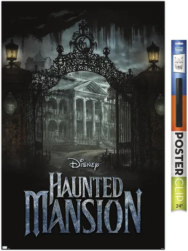 Vista 17 de Disney Haunted Mansion - Póster de pared de mansión, 22.4 pulgadas de largo x 14.7 pulgadas de ancho, versión enmarcada de madera de granero