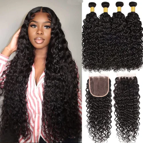 Vista 8 de Borchan Water Wave 3 Paquetes Cabello Humano Húmedo y Ondulado Cabello Humano 3 Paquetes para Mujeres Negras 16 18 20 Pulgadas Paquetes Brasileños