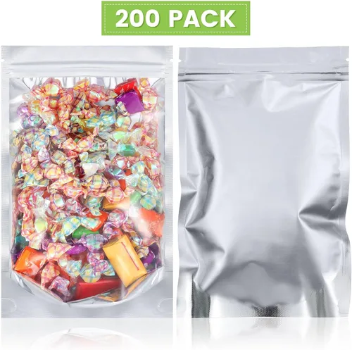 Vista 3 de 200 bolsas de película de poliéster resellables, bolsas de película de poliéster frontal transparente, bolsas de embalaje comestibles, bolsas