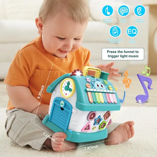 Vista 2 de Ming You Juguetes para niños de 1 año, 8 en 1 funcional casa musical juguetes educativos para bebés de 12 a 18 meses, juguete Montessori para niños