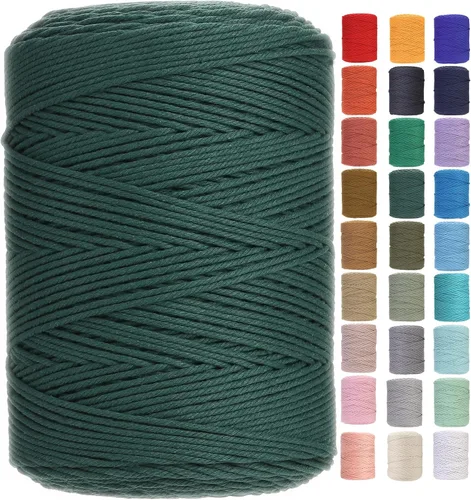 Vista 70 de Cuerda de macramé de 2 mm x 349 metros de cuerda de algodón natural para macramé, cuerda de macramé de color, cuerda de algodón suave, suministros