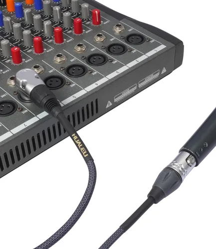 Vista 7 de Cable de audio XLR macho de 3 pines en ángulo recto de 1.5 pies a 3 pines XLR hembra, mezclador, micrófono, cable de audio amplificador, paquete de 2