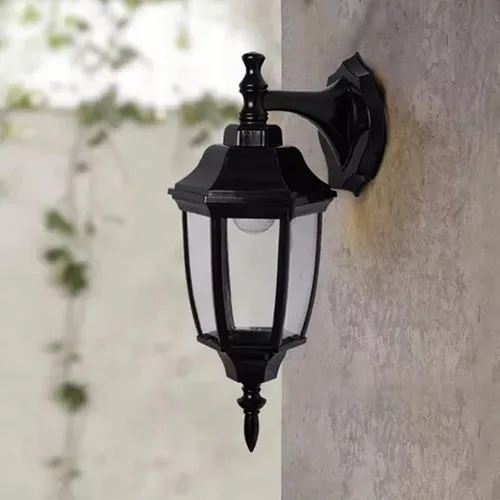Vista 2 de Lámpara de pared para patio, lámpara de pared hexagonal para jardín, luz de pared impermeable para exteriores, soporte de lámpara de enchufe roscado