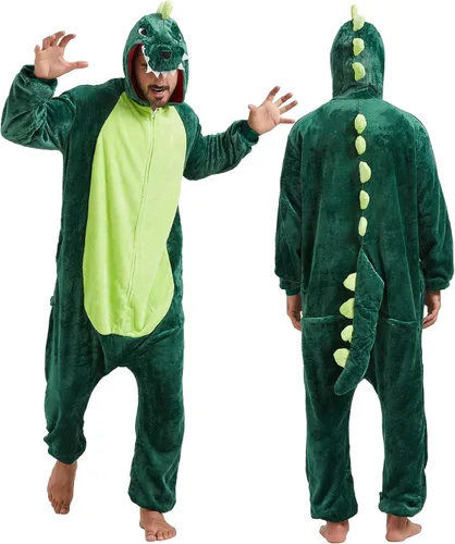 Vista 2 de QUCH Disfraz de una sola pieza para adultos, disfraz unisex de animales para adultos, disfraz de Halloween, enterizo para adultos, pijama